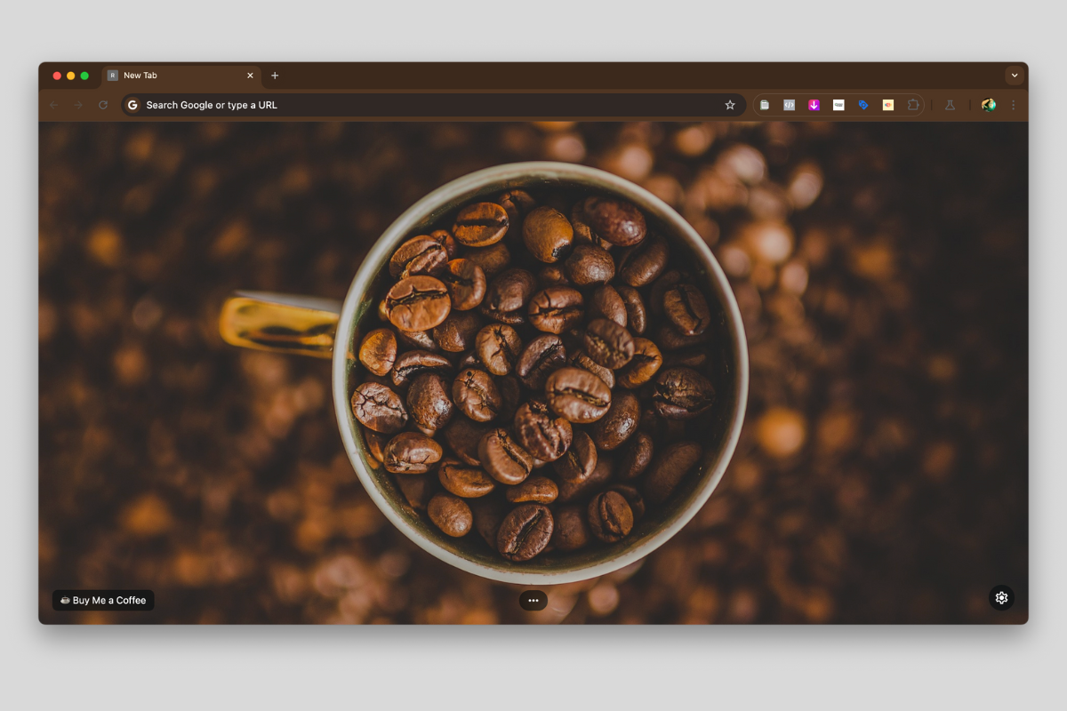 Screenshot showcasing the top sites feature on the new tab page.