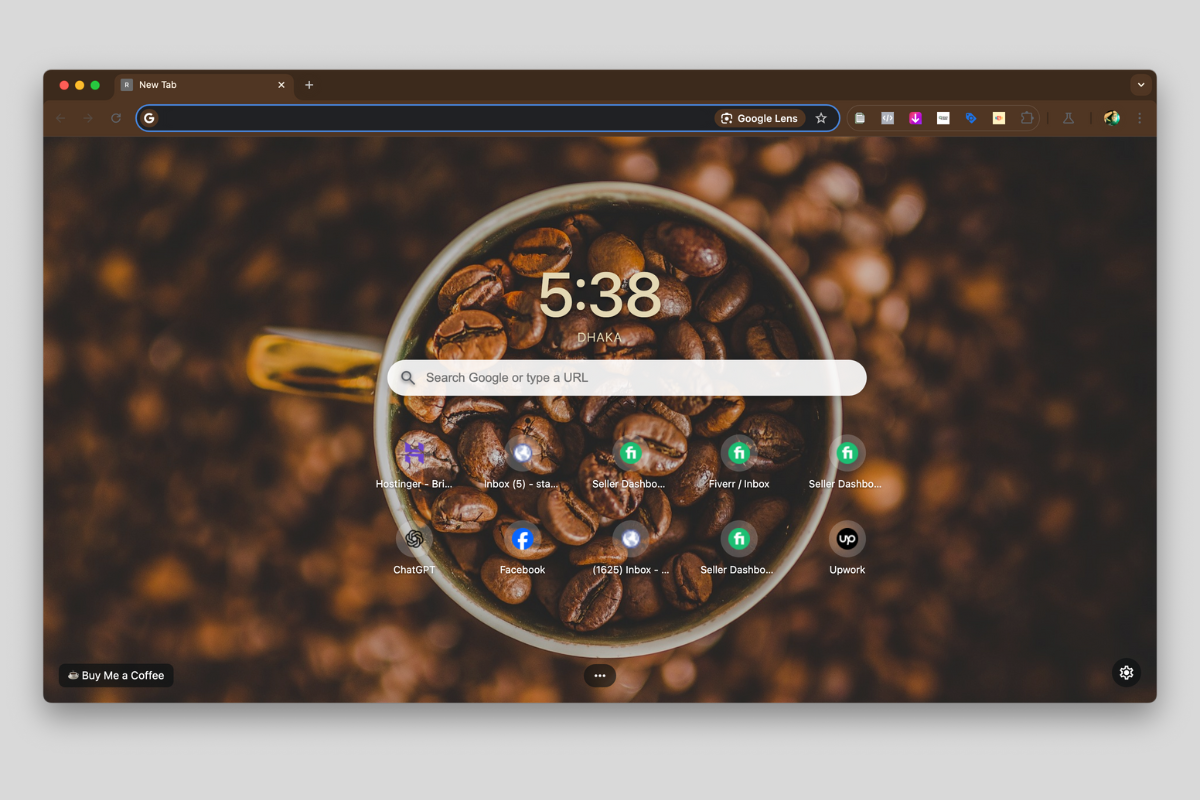 Screenshot demonstrating the dark interface of the Coffee Theme.