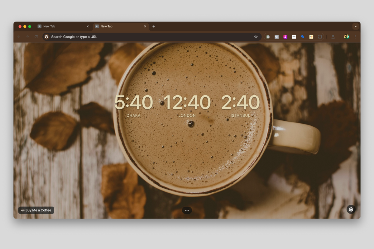 Screenshot of the New Tab page highlighting quick access features.